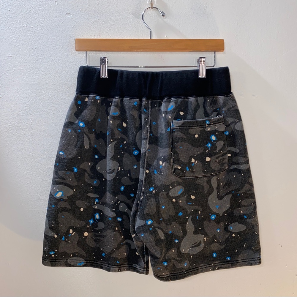 BAPE Space Camo Shark Sweat Shorts Gray / Black A Bathing Ape Size Large - Picture 7 of 11